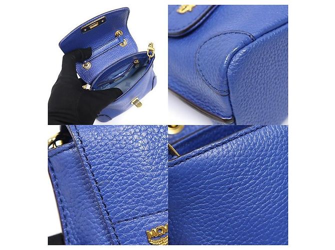 MCM Mini borsa a mano in pelle Navy - vista 6