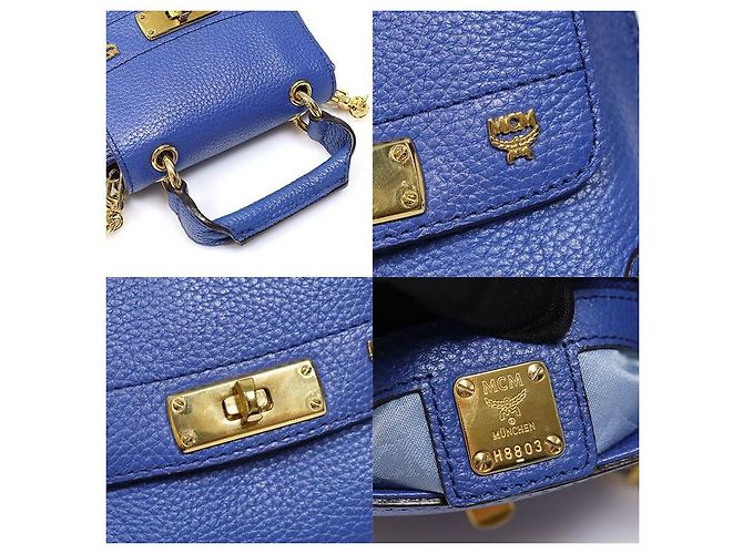 MCM Mini borsa a mano in pelle Navy - vista 7