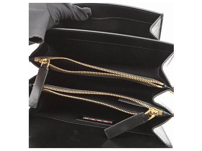 Marni Borsa a tracolla Trunk Medium in pelle di vitello Nero - vista 10