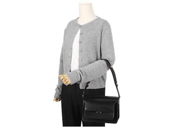 Marni Borsa a tracolla Trunk Medium in pelle di vitello Nero - vista 12