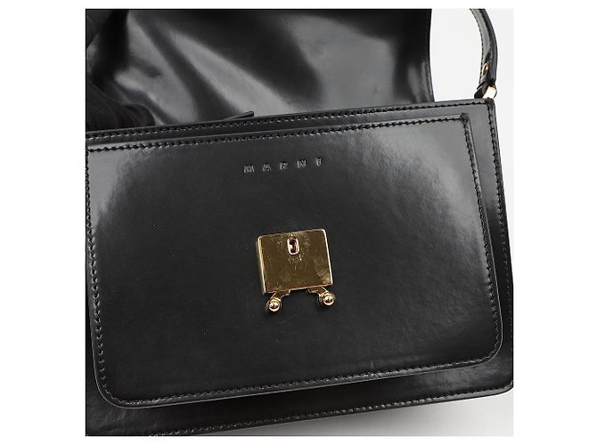 Marni Borsa a tracolla Trunk Medium in pelle di vitello Nero - vista 9