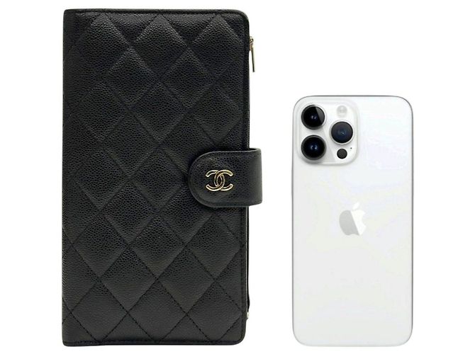 Chanel Cartera larga Classic Black Caviar con chip - vista 3