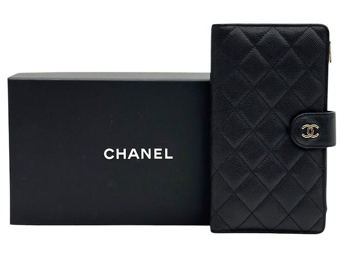 Chanel Cartera larga Classic Black Caviar con chip - vista 4