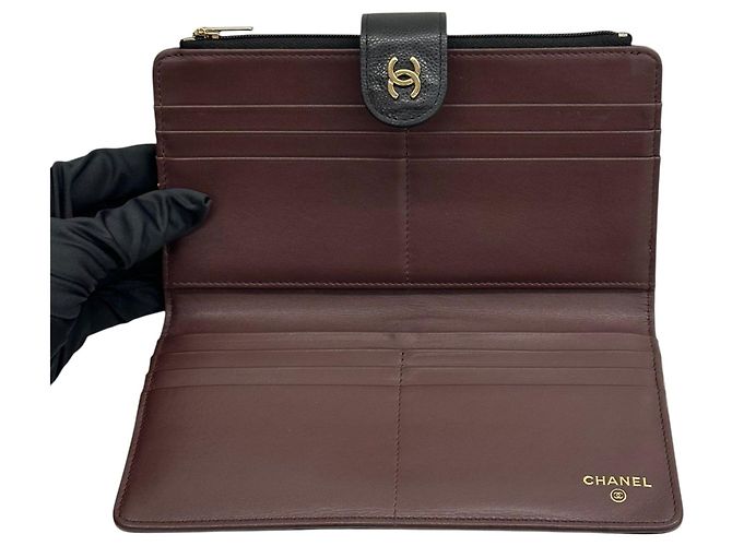 Chanel Cartera larga Classic Black Caviar con chip - vista 7