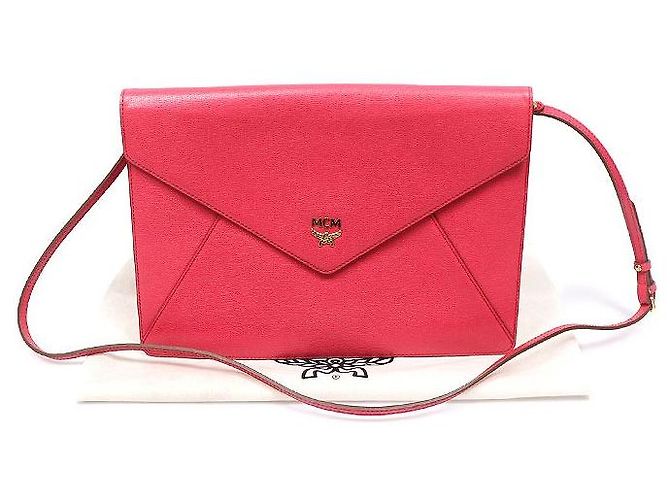 MCM Borsa a tracolla clutch a busta piatta in pelle rosa - vista 2