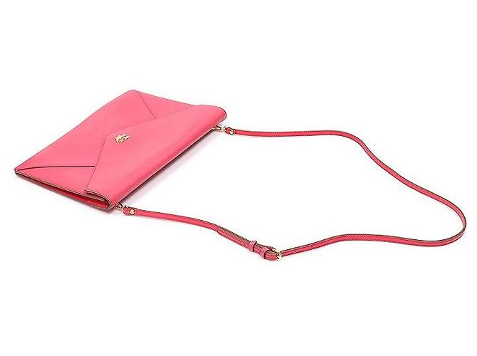 MCM Borsa a tracolla clutch a busta piatta in pelle rosa - vista 4