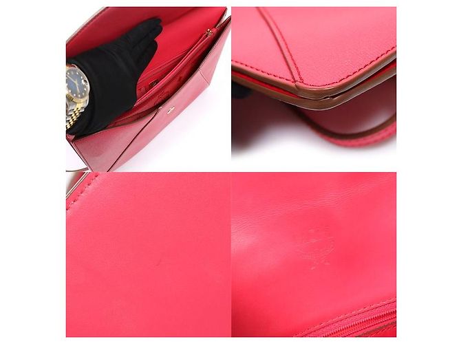 MCM Borsa a tracolla clutch a busta piatta in pelle rosa - vista 6