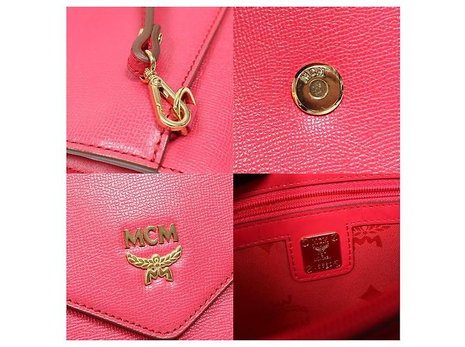 MCM Borsa a tracolla clutch a busta piatta in pelle rosa - vista 7