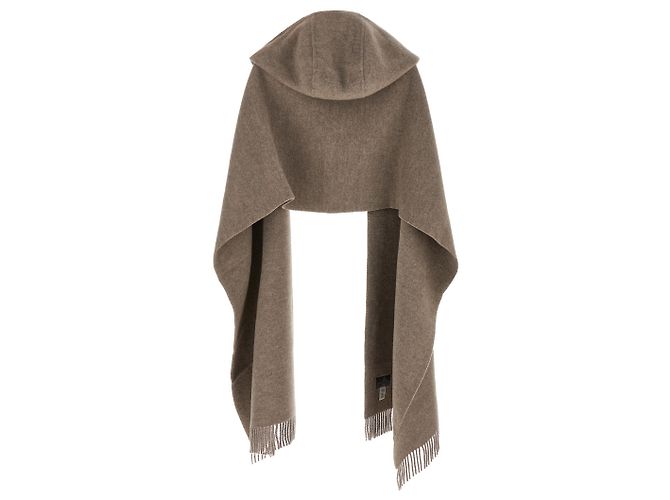 Sciarpa con cappuccio Brunello Cucinelli marrone lana e cashmere - vista 2