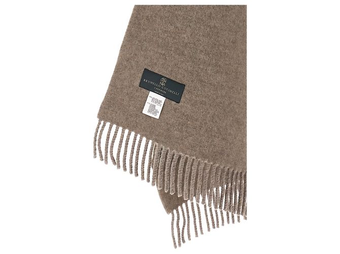 Sciarpa con cappuccio Brunello Cucinelli marrone lana e cashmere - vista 4
