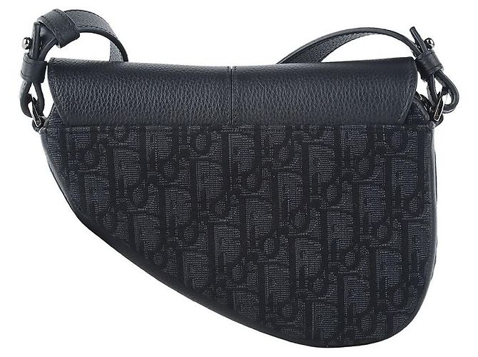Dior Mini borsa a tracolla Saddle in jacquard Oblique nero - vista 3
