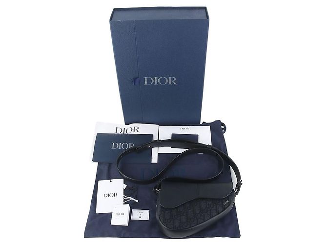 Dior Mini borsa a tracolla Saddle in jacquard Oblique nero - vista 8