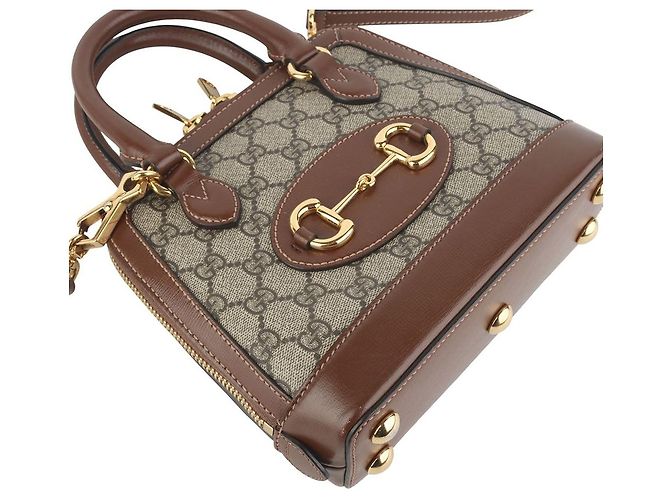 Gucci Mini Borsa a Tracolla GG Supreme Horsebit con Manico Superiore - vista 5