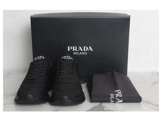 Prada Sneakers in pelle e nylon nero - vista 2