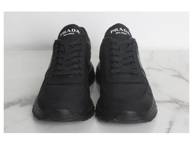Prada Sneakers in pelle e nylon nero - vista 3