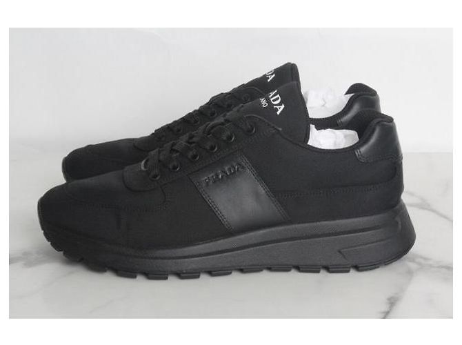 Prada Sneakers in pelle e nylon nero - vista 4