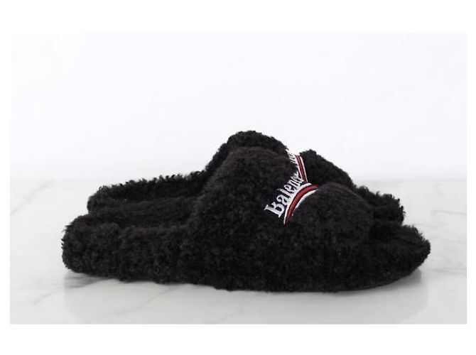 Balenciaga Plüsch-Slipper mit Wave-Logo - Ansicht 3
