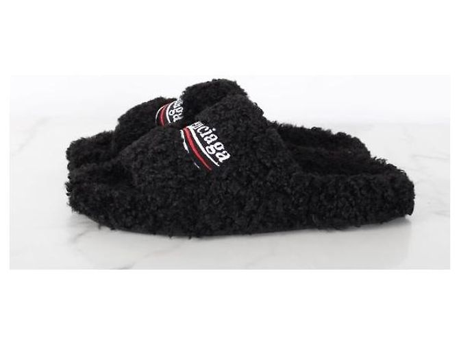 Balenciaga Plüsch-Slipper mit Wave-Logo - Ansicht 4