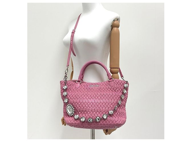 Miu Miu Borsa Tote a Spalla Matelassé con Cristalli - vista 2