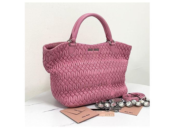 Miu Miu Borsa Tote a Spalla Matelassé con Cristalli - vista 3