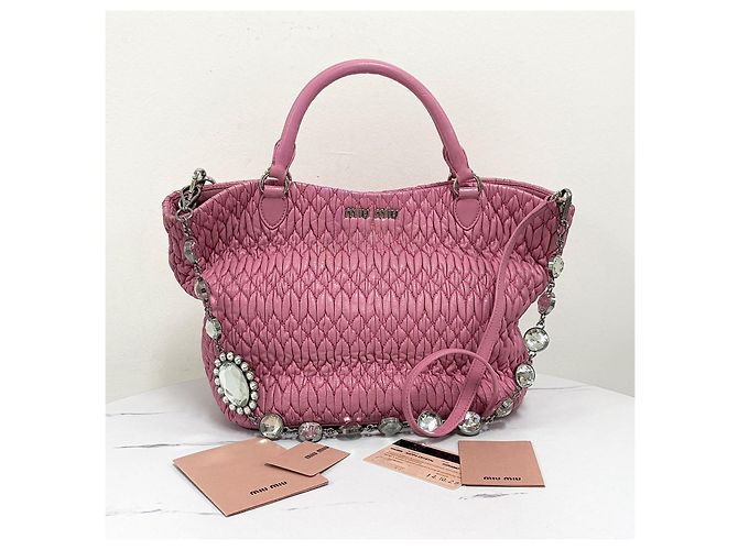 Miu Miu Borsa Tote a Spalla Matelassé con Cristalli - vista 5
