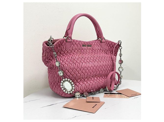 Miu Miu Borsa Tote a Spalla Matelassé con Cristalli - vista 6