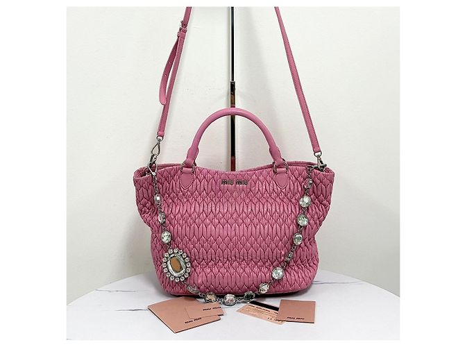 Miu Miu Borsa Tote a Spalla Matelassé con Cristalli - vista 7