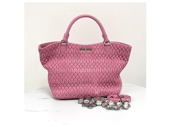Miu Miu Borsa Tote a Spalla Matelassé con Cristalli - vista 8