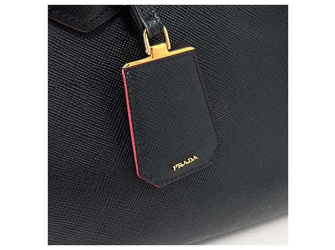 Prada Borsa Double Tote in Saffiano Borsa a Tracolla Nero - vista 11