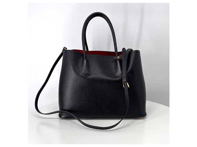 Prada Borsa Double Tote in Saffiano Borsa a Tracolla Nero - vista 7
