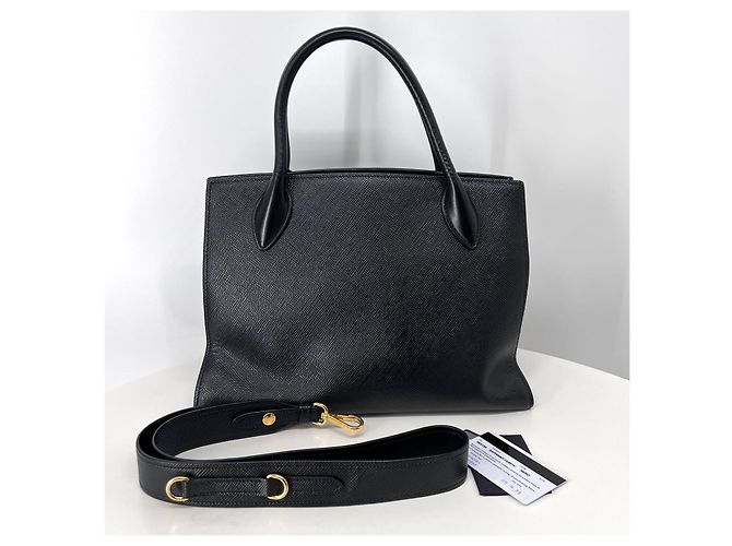 Prada Borsa Tote e Borsa a Tracolla Saffiano Monochrome Black - vista 2