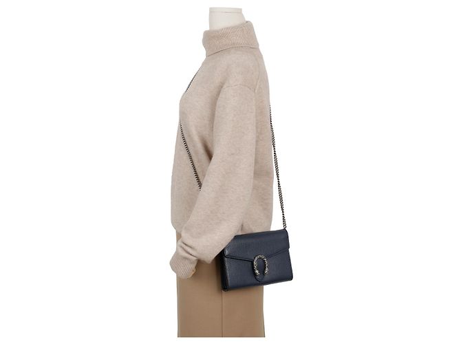 Gucci Borsa a tracolla Dionysus Small in pelle Navy - vista 15