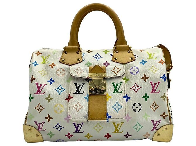Louis Vuitton Borsa Tote Speedy Monogram Multicolor Canvas White - vista 11
