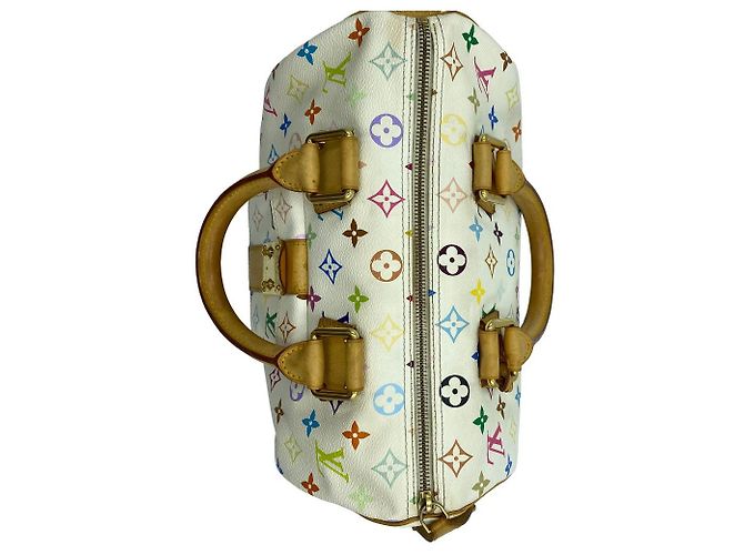 Louis Vuitton Borsa Tote Speedy Monogram Multicolor Canvas White - vista 20