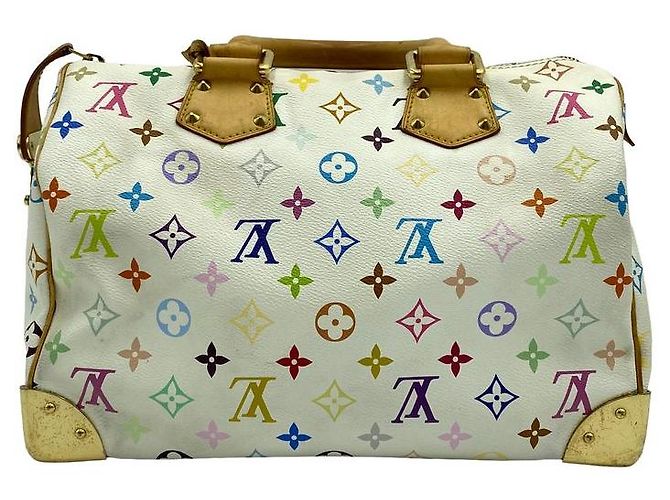Louis Vuitton Borsa Tote Speedy Monogram Multicolor Canvas White - vista 4