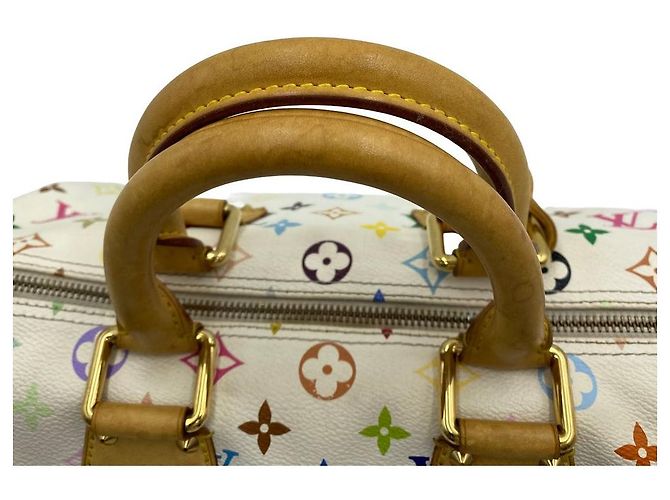 Louis Vuitton Borsa Tote Speedy Monogram Multicolor Canvas White - vista 7