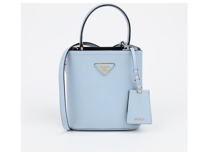 Prada Borsa Tote e a Tracolla in Pelle Saffiano Astral Blue - vista 2
