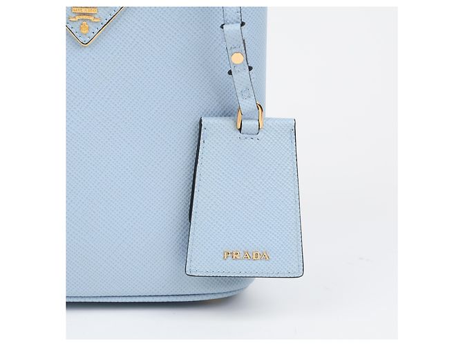 Prada Borsa Tote e a Tracolla in Pelle Saffiano Astral Blue - vista 4