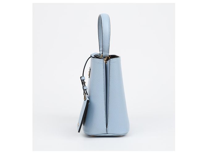 Prada Borsa Tote e a Tracolla in Pelle Saffiano Astral Blue - vista 6