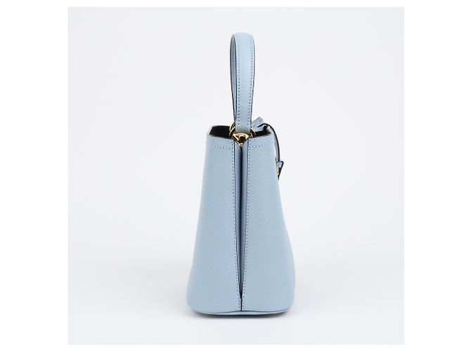 Prada Borsa Tote e a Tracolla in Pelle Saffiano Astral Blue - vista 7