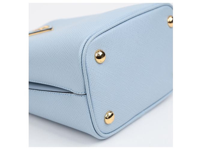 Prada Borsa Tote e a Tracolla in Pelle Saffiano Astral Blue - vista 9