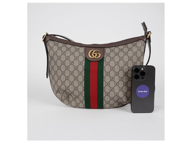 Gucci Borsa a tracolla hobo Ophidia GG Supreme Canvas Brown - vista 7