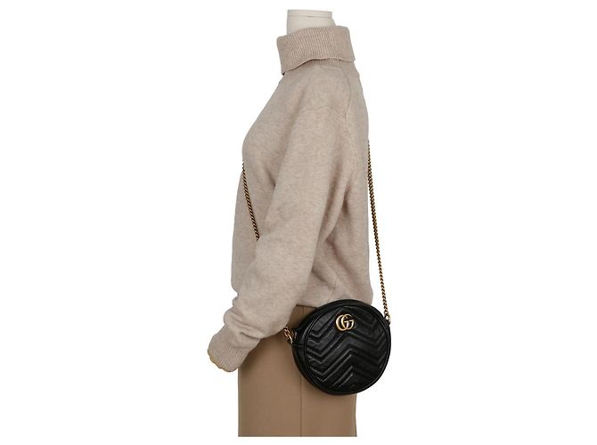 Gucci Mini Borsa a Tracolla Rotonda Nera - vista 10