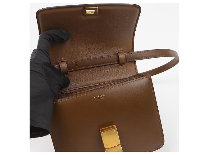 Céline Borsa a tracolla piccola in pelle Classic Box Camel - vista 8