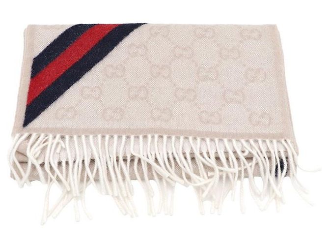 Gucci Beiger Wollschal mit Web-Logo - Ansicht 3