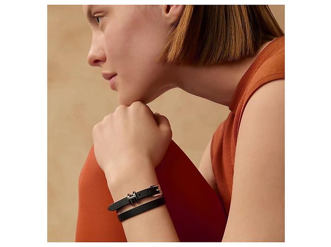 Hermès Bracciale Pop Double Tour da donna in pelle Noir - vista 3