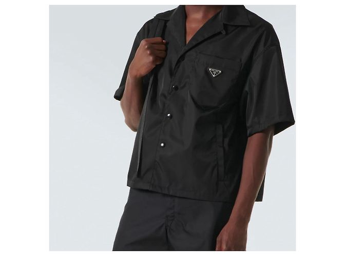 Prada Re-Nylon Kurzarmhemd Schwarz - Ansicht 7