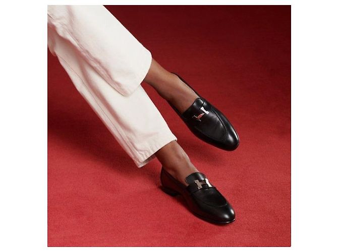 Hermès Mocassini Paris da Donna Nero Argento - vista 2