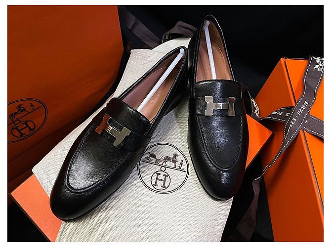 Hermès Mocassini Paris da Donna Nero Argento - vista 4
