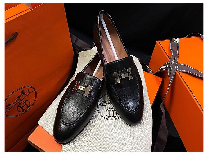 Hermès Mocassini Paris da Donna Nero Argento - vista 5